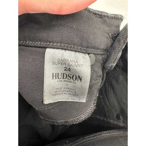 Hudson Jeans NWT Barbara High Waisted Super Skinny Coated Black Jeans // 24 - Picture 10 of 13